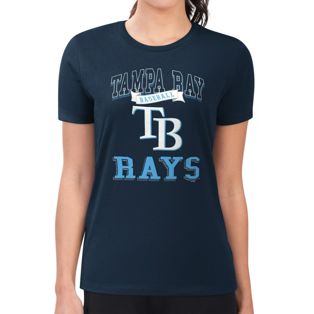 Tampa Bay Rays G-III 4Her by Carl Banks Women's Super-Slim Fit Lightweight Team Logo Graphic T-Shirt - Navy