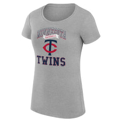 Minnesota Twins G-III 4Her by Carl Banks Women's Super-Slim Fit Lightweight Team Logo Graphic T-Shirt - Heather Gray