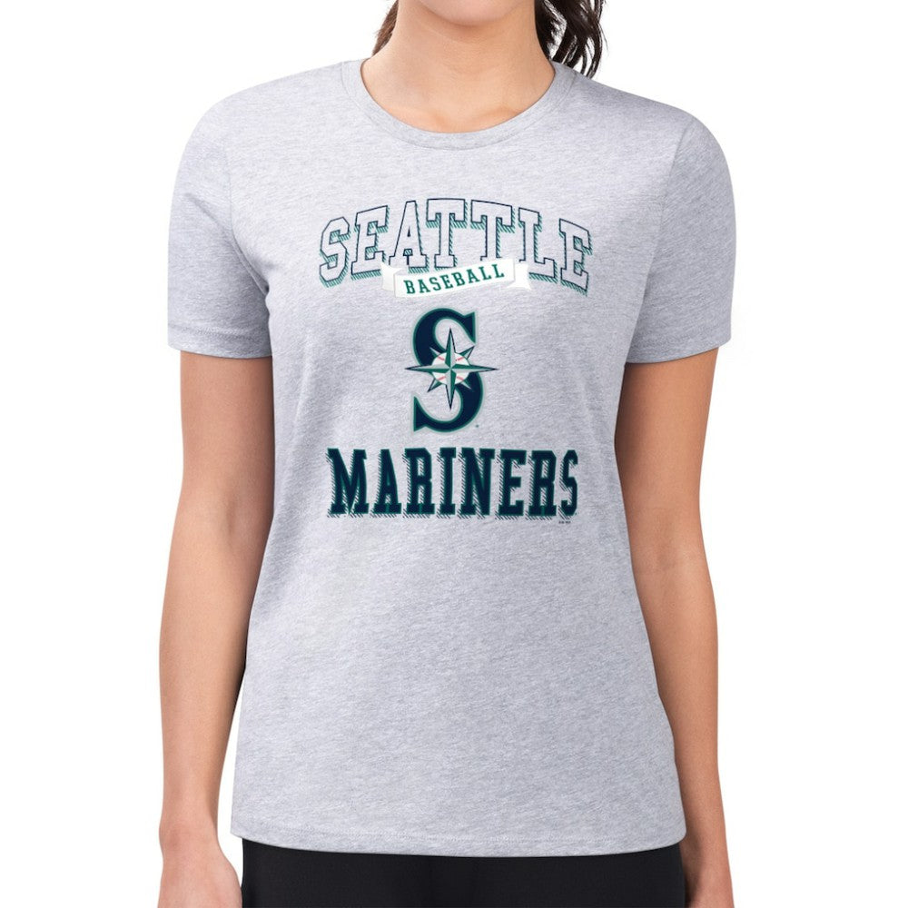 Seattle Mariners G-III 4Her by Carl Banks Women's Super-Slim Fit Lightweight Team Logo Graphic T-Shirt - Heather Gray