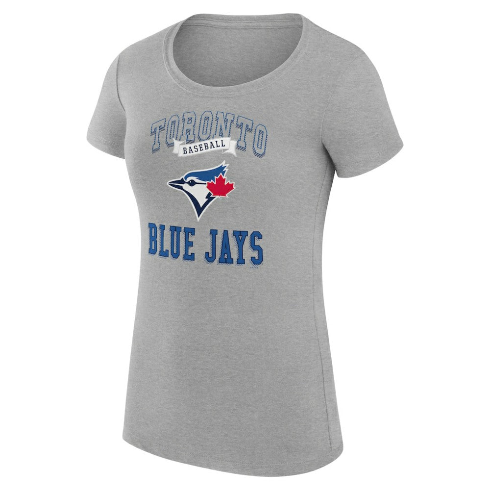 Toronto Blue Jays G-III 4Her by Carl Banks Women's Super-Slim Fit Lightweight Team Logo Graphic T-Shirt - Heather Gray