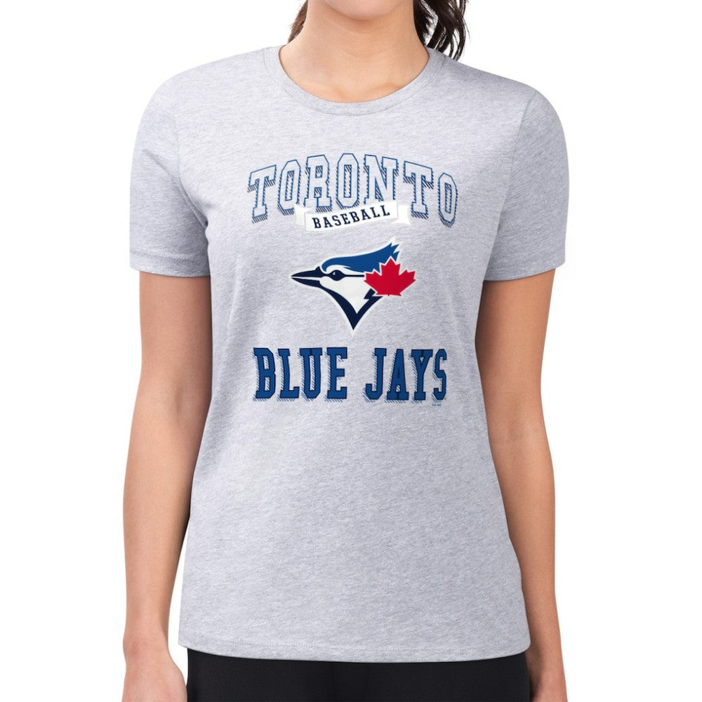 Toronto Blue Jays G-III 4Her by Carl Banks Women's Super-Slim Fit Lightweight Team Logo Graphic T-Shirt - Heather Gray