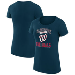 Washington Nationals G-III 4Her by Carl Banks Women's Super-Slim Fit Lightweight Team Logo Graphic T-Shirt - Navy
