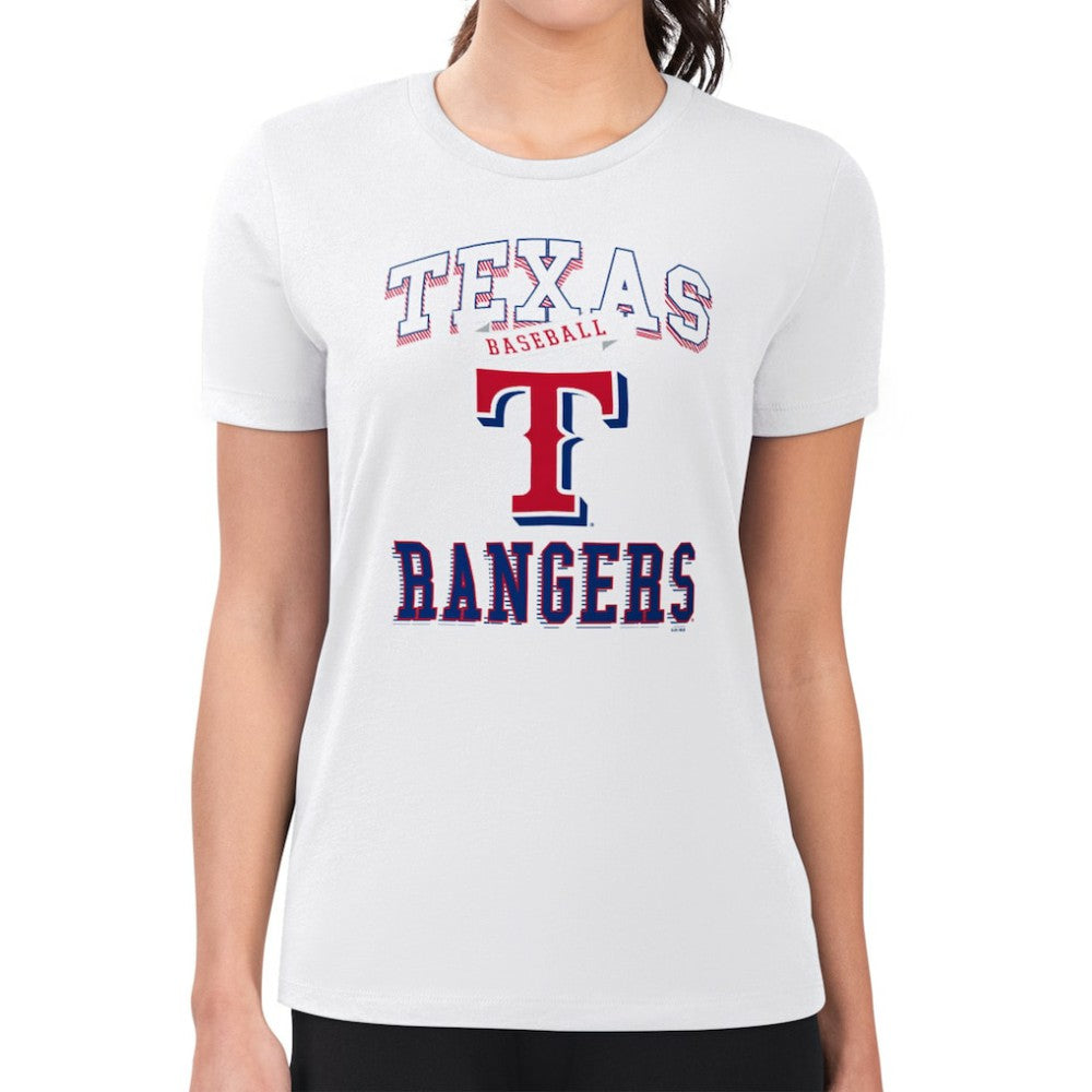 Texas Rangers G-III 4Her by Carl Banks Women's Super-Slim Fit Lightweight Team Logo Graphic T-Shirt - White