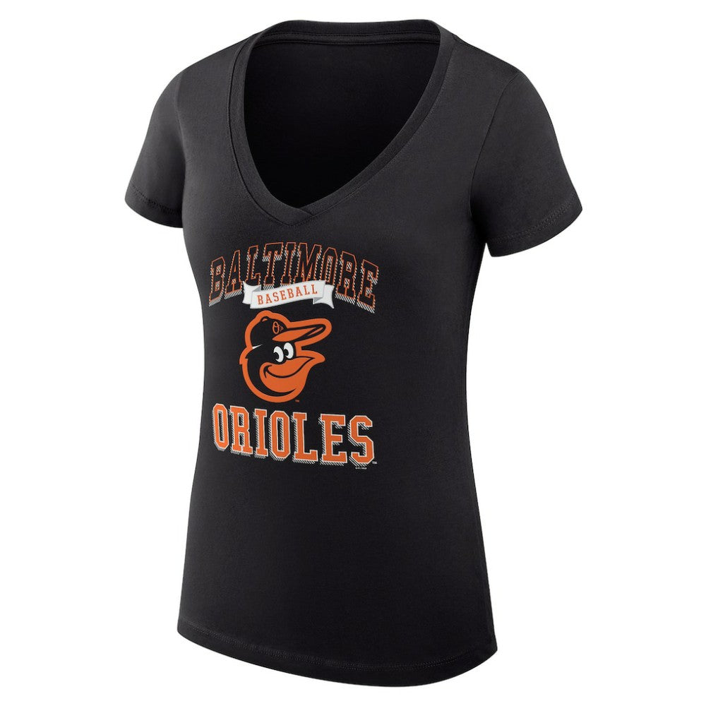 Baltimore Orioles G-III 4Her by Carl Banks Women's Super-Slim Fit Lightweight Team Logo Graphic V-Neck T-Shirt - Black