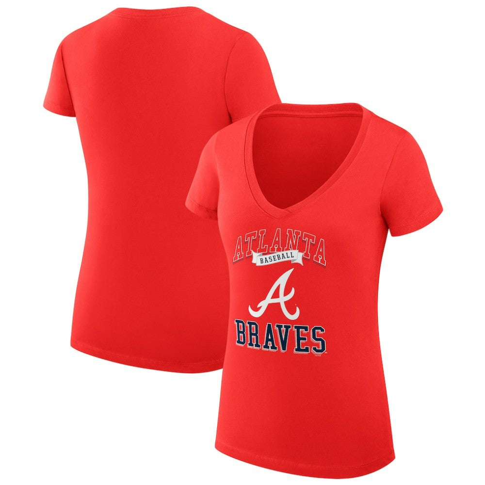 Atlanta Braves G-III 4Her by Carl Banks Women's Super-Slim Fit Lightweight Team Logo Graphic V-Neck T-Shirt - Red