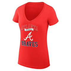 Atlanta Braves G-III 4Her by Carl Banks Women's Super-Slim Fit Lightweight Team Logo Graphic V-Neck T-Shirt - Red