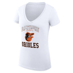 Baltimore Orioles G-III 4Her by Carl Banks Women's Super-Slim Fit Lightweight Team Logo Graphic V-Neck T-Shirt - White