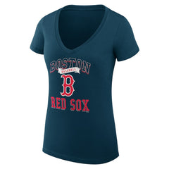 Boston Red Sox G-III 4Her by Carl Banks Women's Super-Slim Fit Lightweight Team Logo Graphic V-Neck T-Shirt - Navy