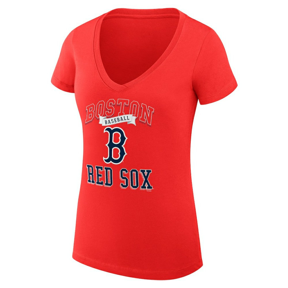 Boston Red Sox G-III 4Her by Carl Banks Women's Super-Slim Fit Lightweight Team Logo Graphic V-Neck T-Shirt - Red