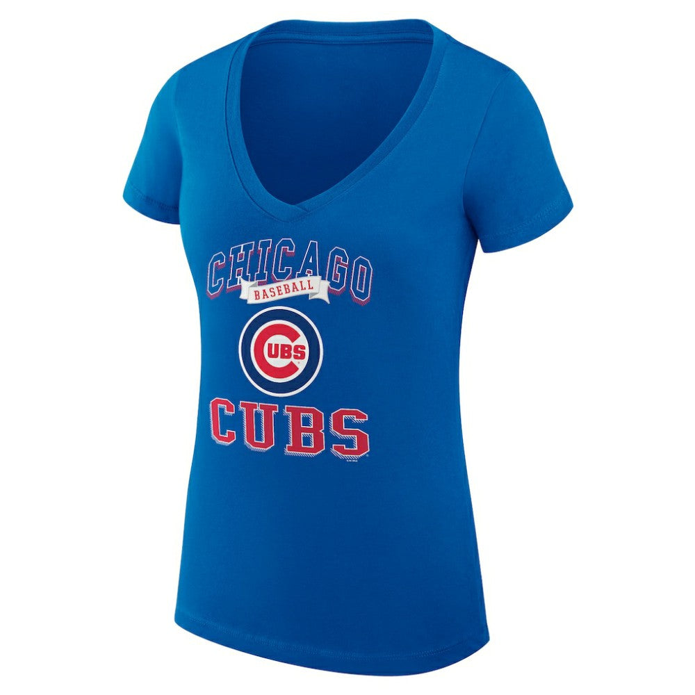 Chicago Cubs G-III 4Her by Carl Banks Women's Super-Slim Fit Lightweight Team Logo Graphic V-Neck T-Shirt - Royal