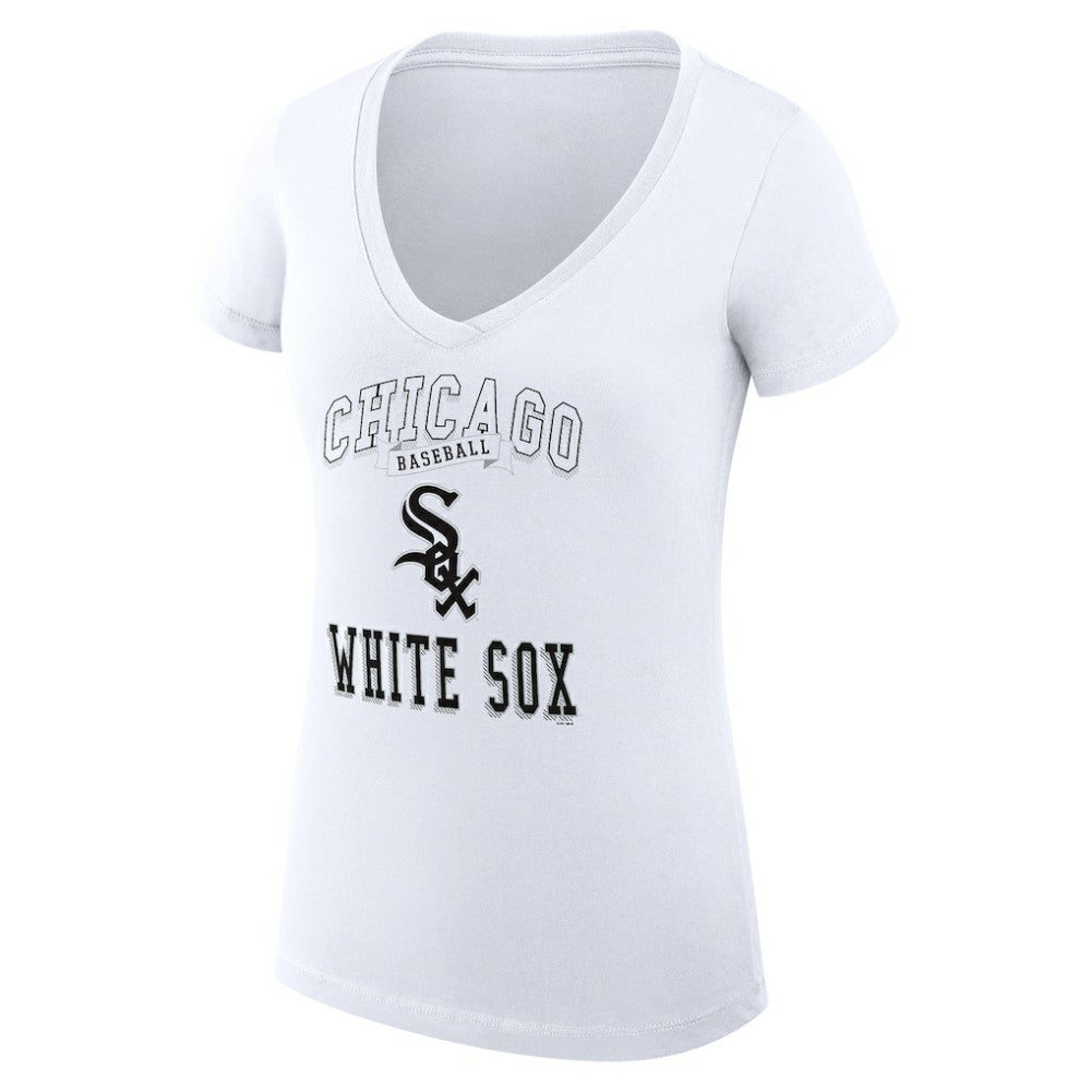 Chicago White Sox G-III 4Her by Carl Banks Women's Super-Slim Fit Lightweight Team Logo Graphic V-Neck T-Shirt - White