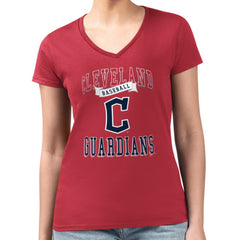 Cleveland Guardians G-III 4Her by Carl Banks Women's Super-Slim Fit Lightweight Team Logo Graphic V-Neck T-Shirt - Red