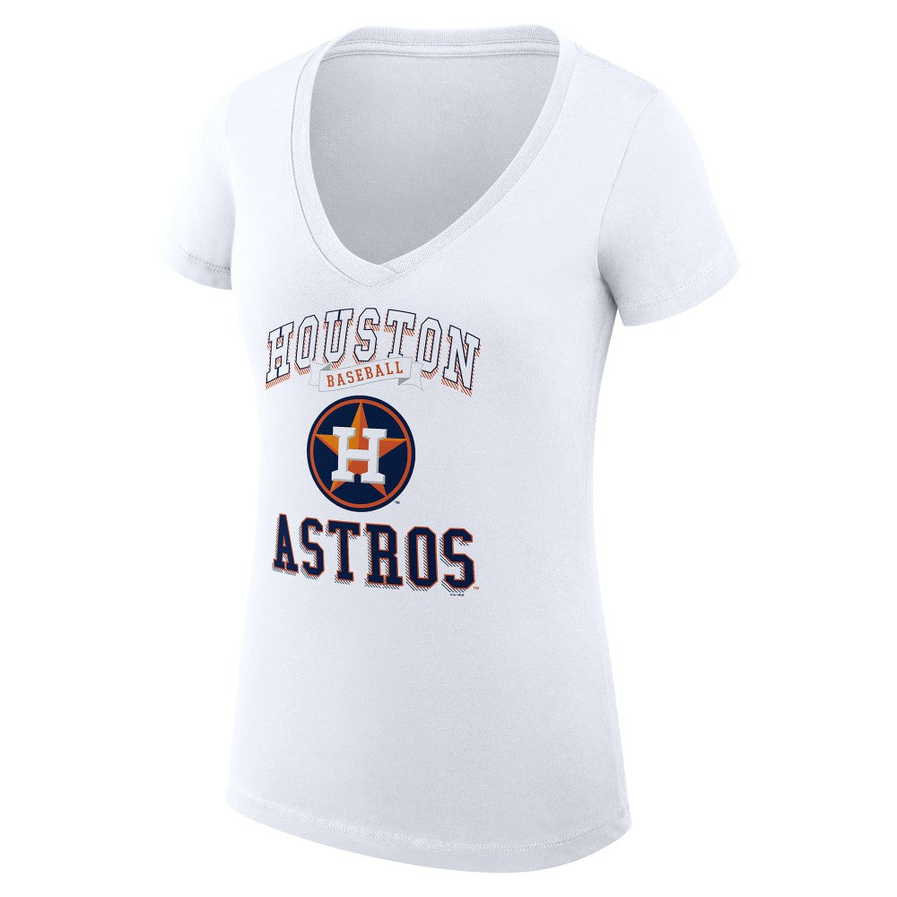 Houston Astros G-III 4Her by Carl Banks Women's Super-Slim Fit Lightweight Team Logo Graphic V-Neck T-Shirt - White