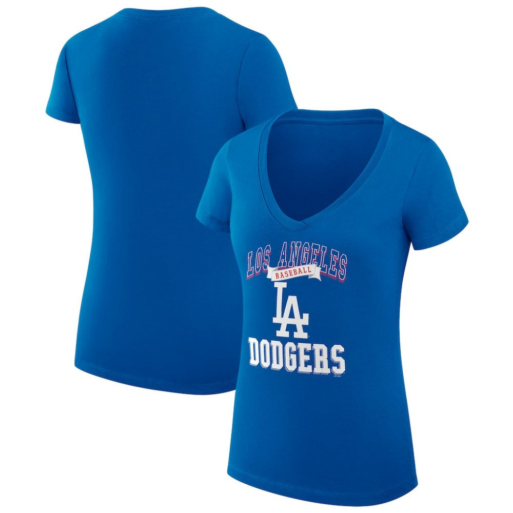 Los Angeles Dodgers G-III 4Her by Carl Banks Women's Super-Slim Fit Lightweight Team Logo Graphic V-Neck T-Shirt - Royal