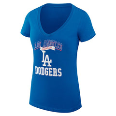 Los Angeles Dodgers G-III 4Her by Carl Banks Women's Super-Slim Fit Lightweight Team Logo Graphic V-Neck T-Shirt - Royal