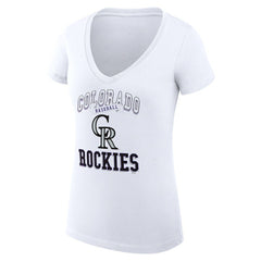 Colorado Rockies G-III 4Her by Carl Banks Women's Super-Slim Fit Lightweight Team Logo Graphic V-Neck T-Shirt - White