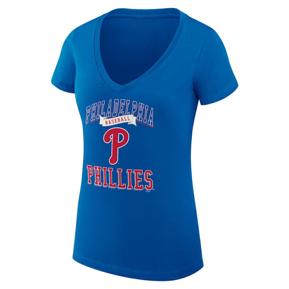 Philadelphia Phillies G-III 4Her by Carl Banks Women's Super-Slim Fit Lightweight Team Logo Graphic V-Neck T-Shirt - Royal