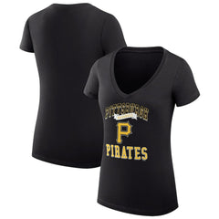 Pittsburgh Pirates G-III 4Her by Carl Banks Women's Super-Slim Fit Lightweight Team Logo Graphic V-Neck T-Shirt - Black