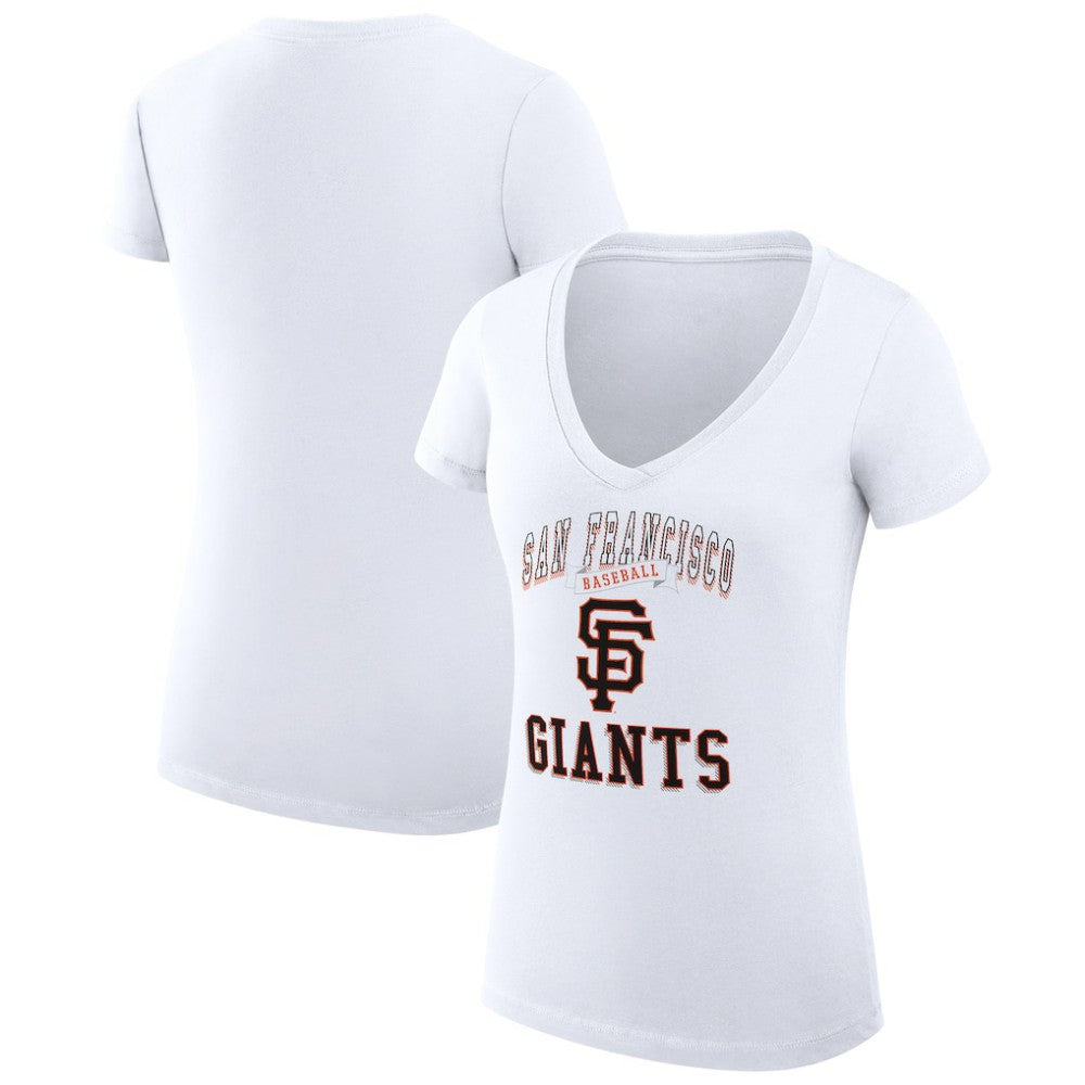 San Francisco Giants G-III 4Her by Carl Banks Women's Super-Slim Fit Lightweight Team Logo Graphic V-Neck T-Shirt - White