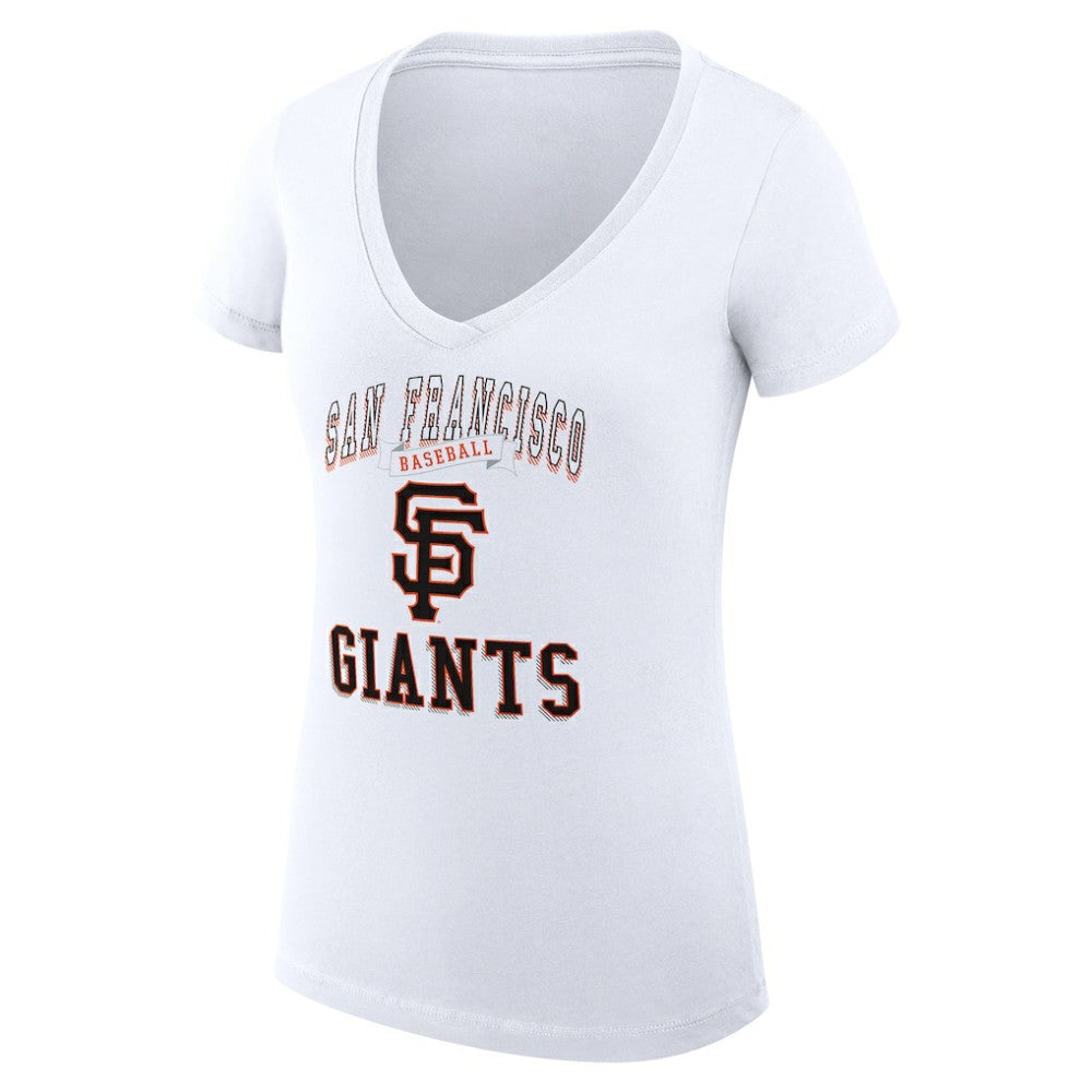 San Francisco Giants G-III 4Her by Carl Banks Women's Super-Slim Fit Lightweight Team Logo Graphic V-Neck T-Shirt - White