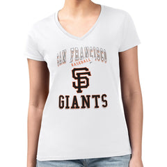 San Francisco Giants G-III 4Her by Carl Banks Women's Super-Slim Fit Lightweight Team Logo Graphic V-Neck T-Shirt - White