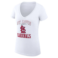 St. Louis Cardinals G-III 4Her by Carl Banks Women's Super-Slim Fit Lightweight Team Logo Graphic V-Neck T-Shirt - White