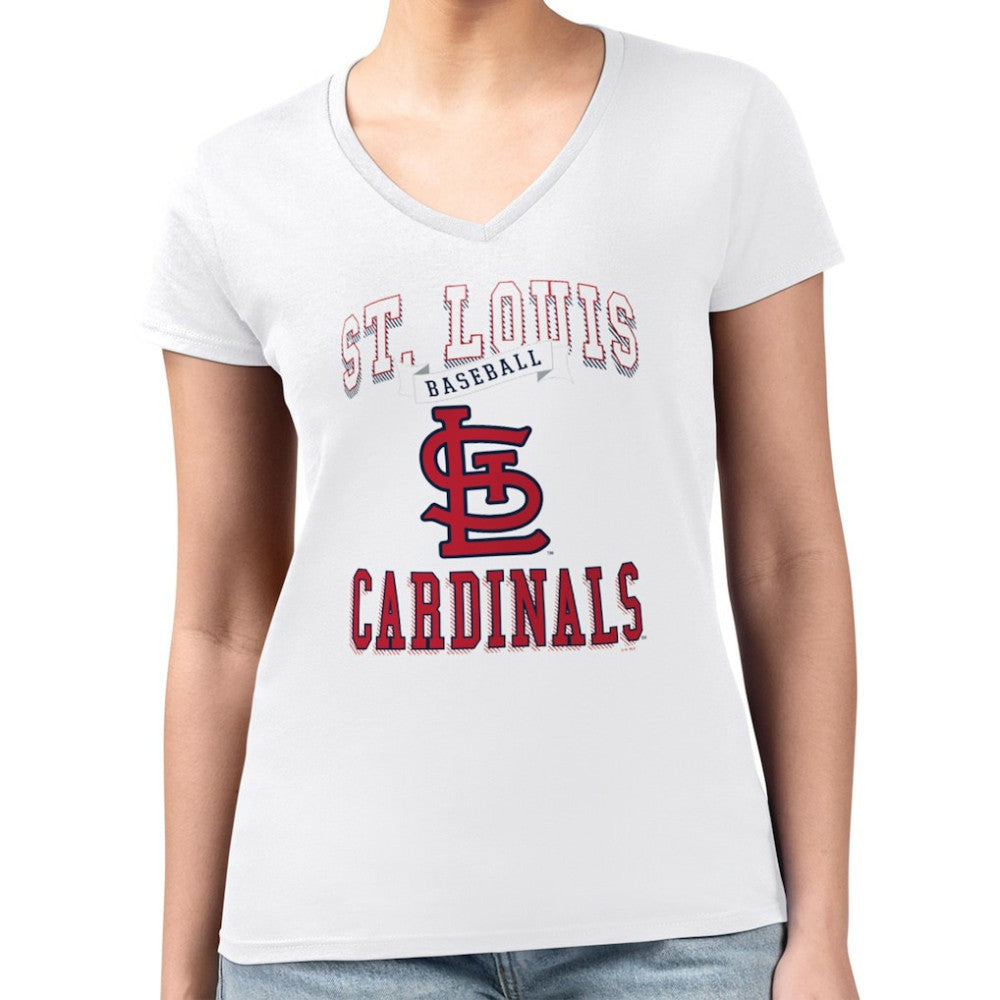 St. Louis Cardinals G-III 4Her by Carl Banks Women's Super-Slim Fit Lightweight Team Logo Graphic V-Neck T-Shirt - White