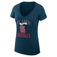 St. Louis Cardinals G-III 4Her by Carl Banks Women's Super-Slim Fit Lightweight Team Logo Graphic V-Neck T-Shirt - Navy