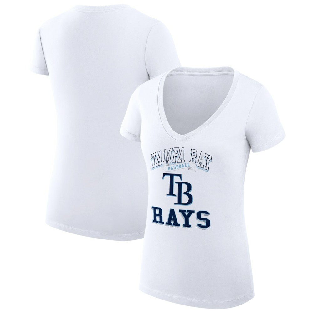 Tampa Bay Rays G-III 4Her by Carl Banks Women's Super-Slim Fit Lightweight Team Logo Graphic V-Neck T-Shirt - White