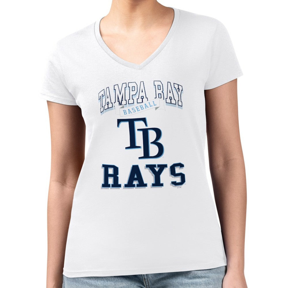 Tampa Bay Rays G-III 4Her by Carl Banks Women's Super-Slim Fit Lightweight Team Logo Graphic V-Neck T-Shirt - White