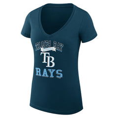 Tampa Bay Rays G-III 4Her by Carl Banks Women's Super-Slim Fit Lightweight Team Logo Graphic V-Neck T-Shirt - Navy