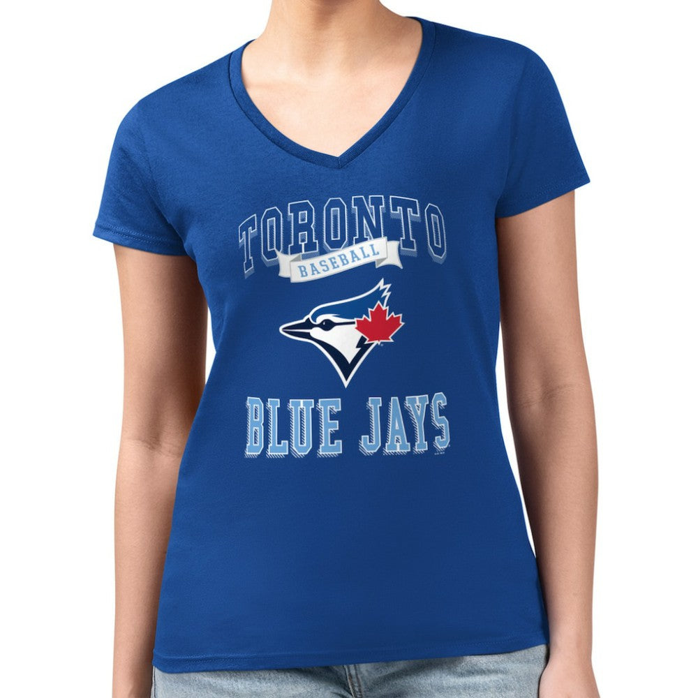 Toronto Blue Jays G-III 4Her by Carl Banks Women's Super-Slim Fit Lightweight Team Logo Graphic V-Neck T-Shirt - Royal