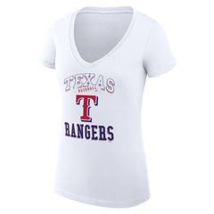 Texas Rangers G-III 4Her by Carl Banks Women's Super-Slim Fit Lightweight Team Logo Graphic V-Neck T-Shirt - White