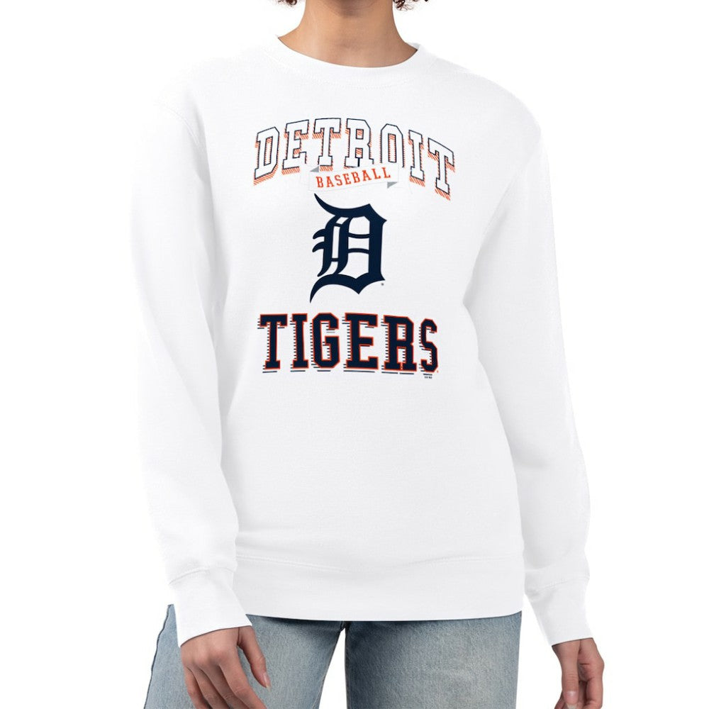 Detroit Tigers G-III 4Her by Carl Banks Women's Team Logo Graphic Tri-Blend Fleece Pullover Sweatshirt - White