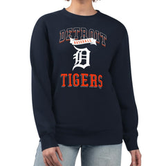 Detroit Tigers G-III 4Her by Carl Banks Women's Team Logo Graphic Tri-Blend Fleece Pullover Sweatshirt - Navy