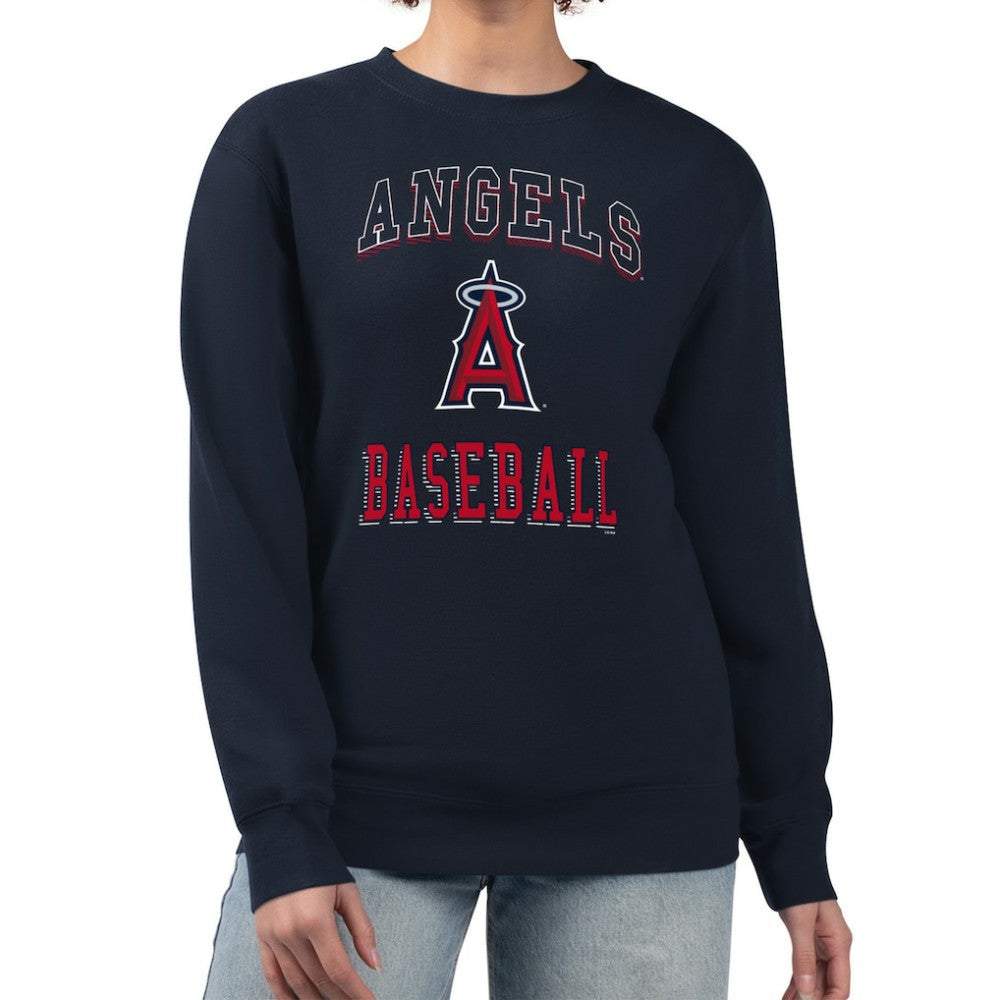 Los Angeles Angels G-III 4Her by Carl Banks Women's Team Logo Graphic Tri-Blend Fleece Pullover Sweatshirt - Navy