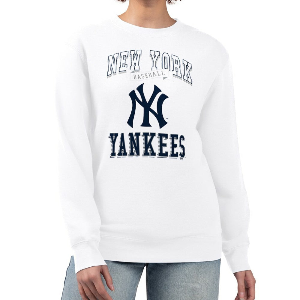New York Yankees G-III 4Her by Carl Banks Women's Team Logo Graphic Tri-Blend Fleece Pullover Sweatshirt - White