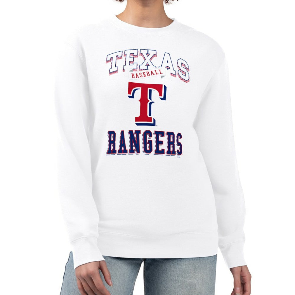 Texas Rangers G-III 4Her by Carl Banks Women's Team Logo Graphic Tri-Blend Fleece Pullover Sweatshirt - White