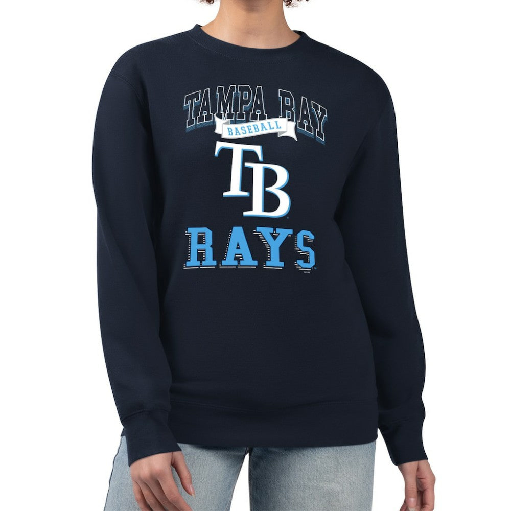 Tampa Bay Rays G-III 4Her by Carl Banks Women's Team Logo Graphic Tri-Blend Fleece Pullover Sweatshirt - Navy