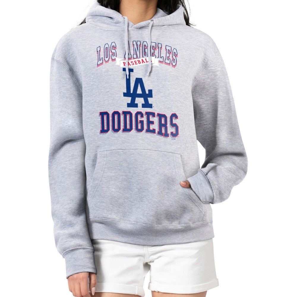 Los Angeles Dodgers G-III 4Her by Carl Banks Women's Team Logo Graphic Fleece Pullover Hoodie - Heather Gray