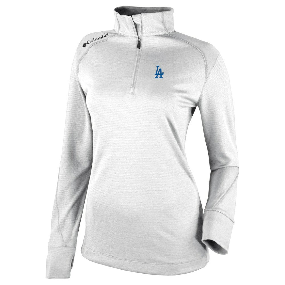 Los Angeles Dodgers Women's Cooperstown Collection Shotgun 2.0 Omni-Wick Quarter-Zip Top - White | Columbia