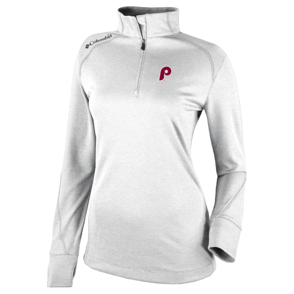 Philadelphia Phillies Women's Cooperstown Collection Shotgun 2.0 Omni-Wick Quarter-Zip Top - White | Columbia