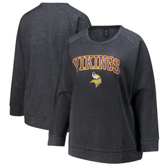 Minnesota Vikings Profile Women's Plus Size Acid Wash Raglan Sweatshirt - Charcoal for sale
