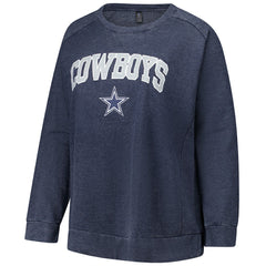 Dallas Cowboys Profile Women's Plus Size Acid Wash Raglan Sweatshirt - Navy for sale