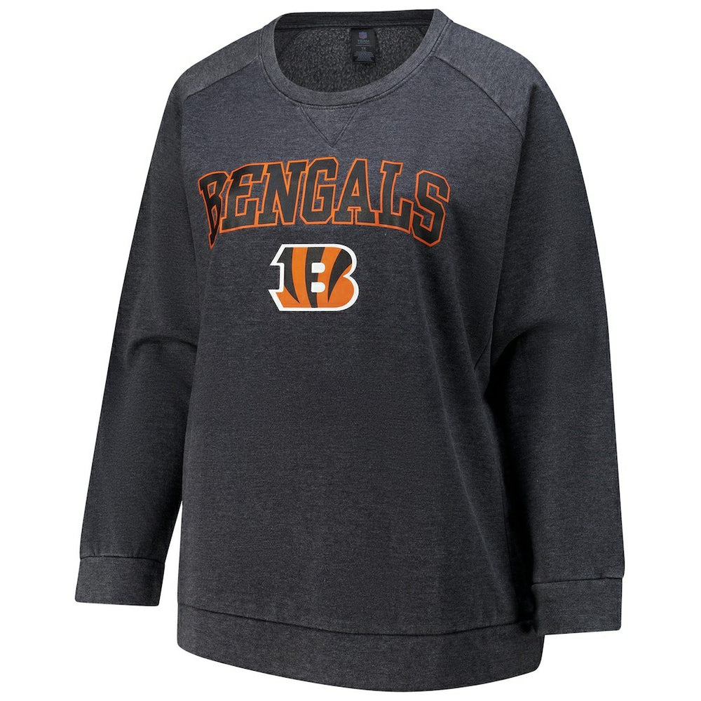 Cincinnati Bengals Profile Women's Plus Size Acid Wash Raglan Sweatshirt - Charcoal on sale