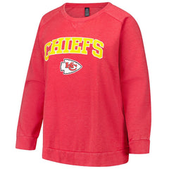 Kansas City Chiefs Profile Women's Plus Size Acid Wash Raglan Sweatshirt - Red for sale
