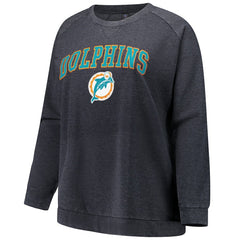 Miami Dolphins Profile Women's Plus Size Acid Wash Raglan Sweatshirt - Charcoal on sale