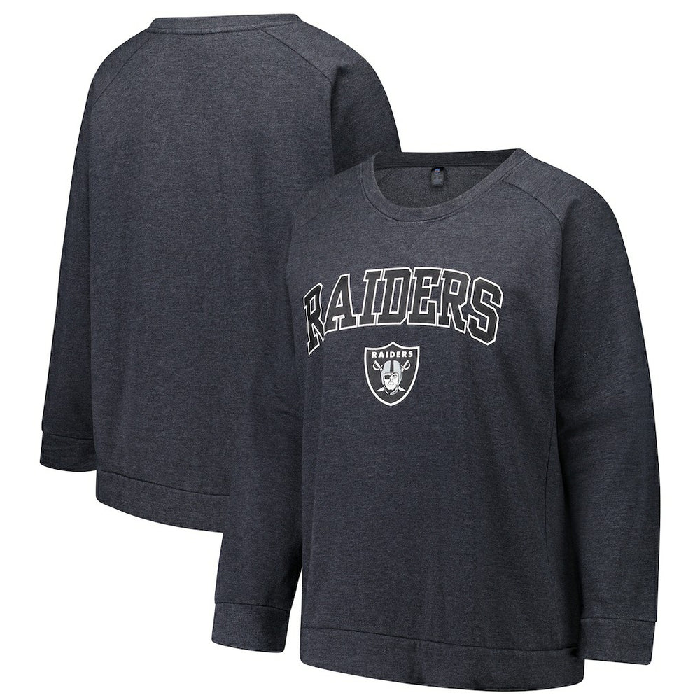 Las Vegas Raiders Profile Women's Plus Size Acid Wash Raglan Sweatshirt - Charcoal outlet