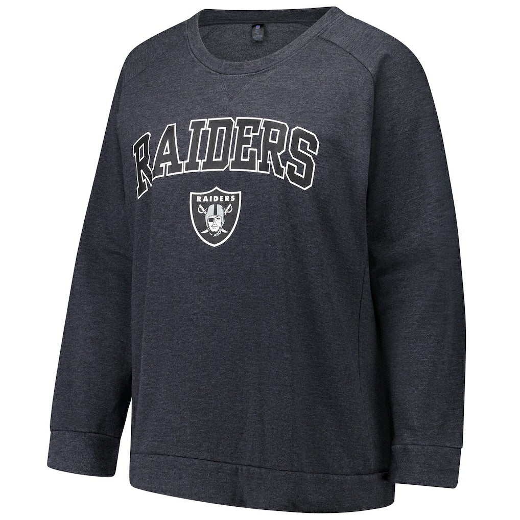 Las Vegas Raiders Profile Women's Plus Size Acid Wash Raglan Sweatshirt - Charcoal outlet