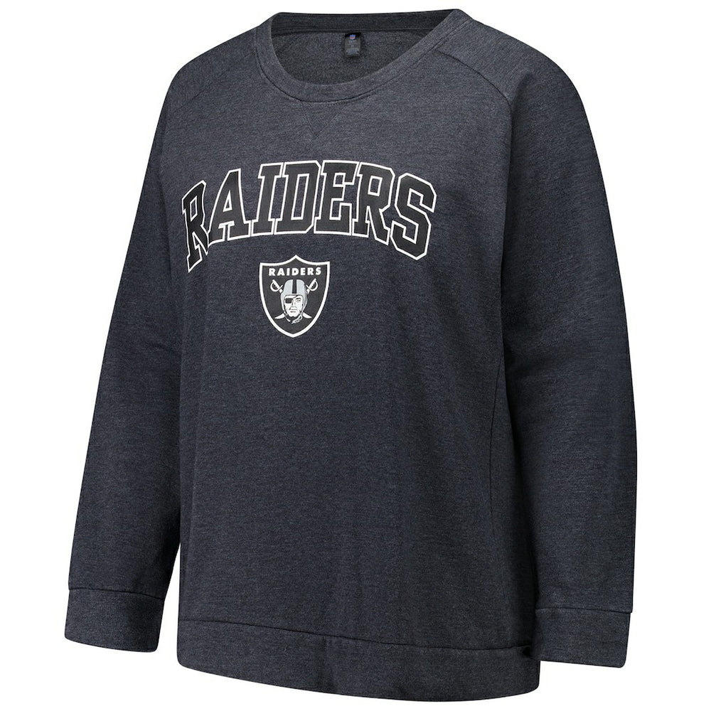 Las Vegas Raiders Profile Women's Plus Size Acid Wash Raglan Sweatshirt - Charcoal outlet